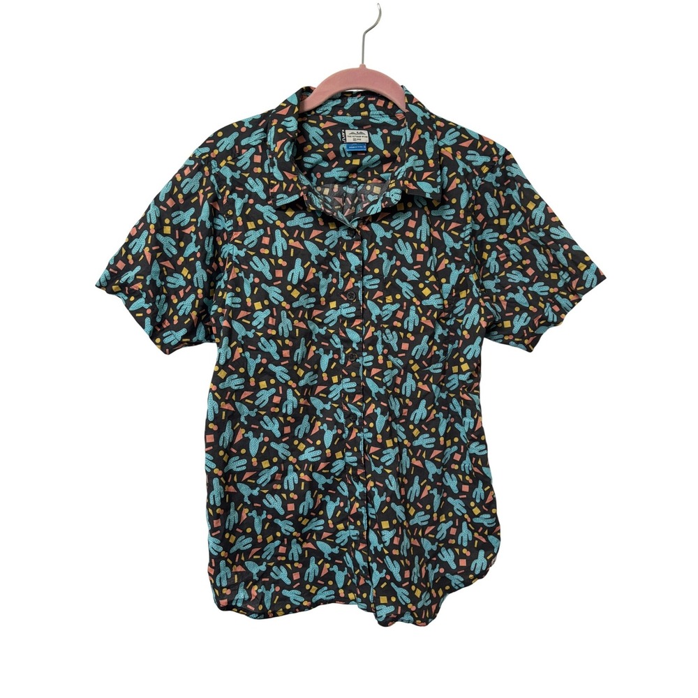 Kavu Cactus Print Short Sleeve Button Down Shirt Womens S Girl Party Camp Top